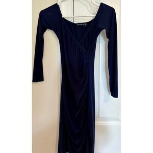 Women's Pretty Little Thing navy lang sleeve slimming dress‎ size small 2